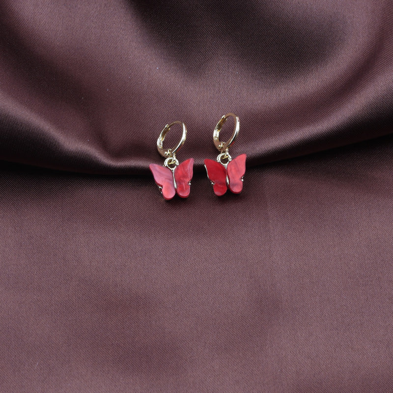 Wholesale New Earrings Fashion Color Acrylic Butterfly Small Fresh Earrings
